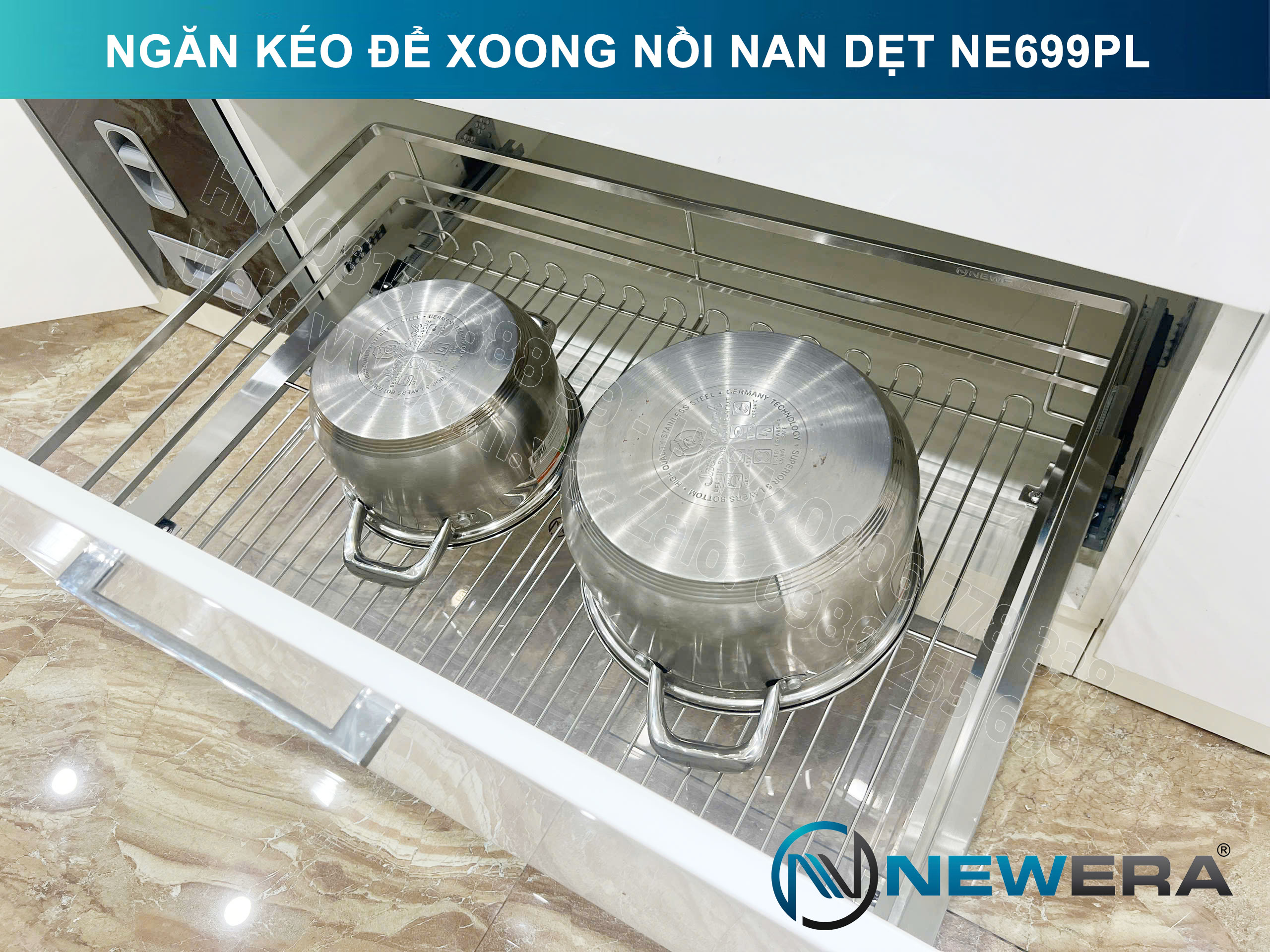 Giá để xoong nồi NewEra 600mm inox 304 cánh kéo hoặc cánh mở nan dẹt NE699.600PL 13