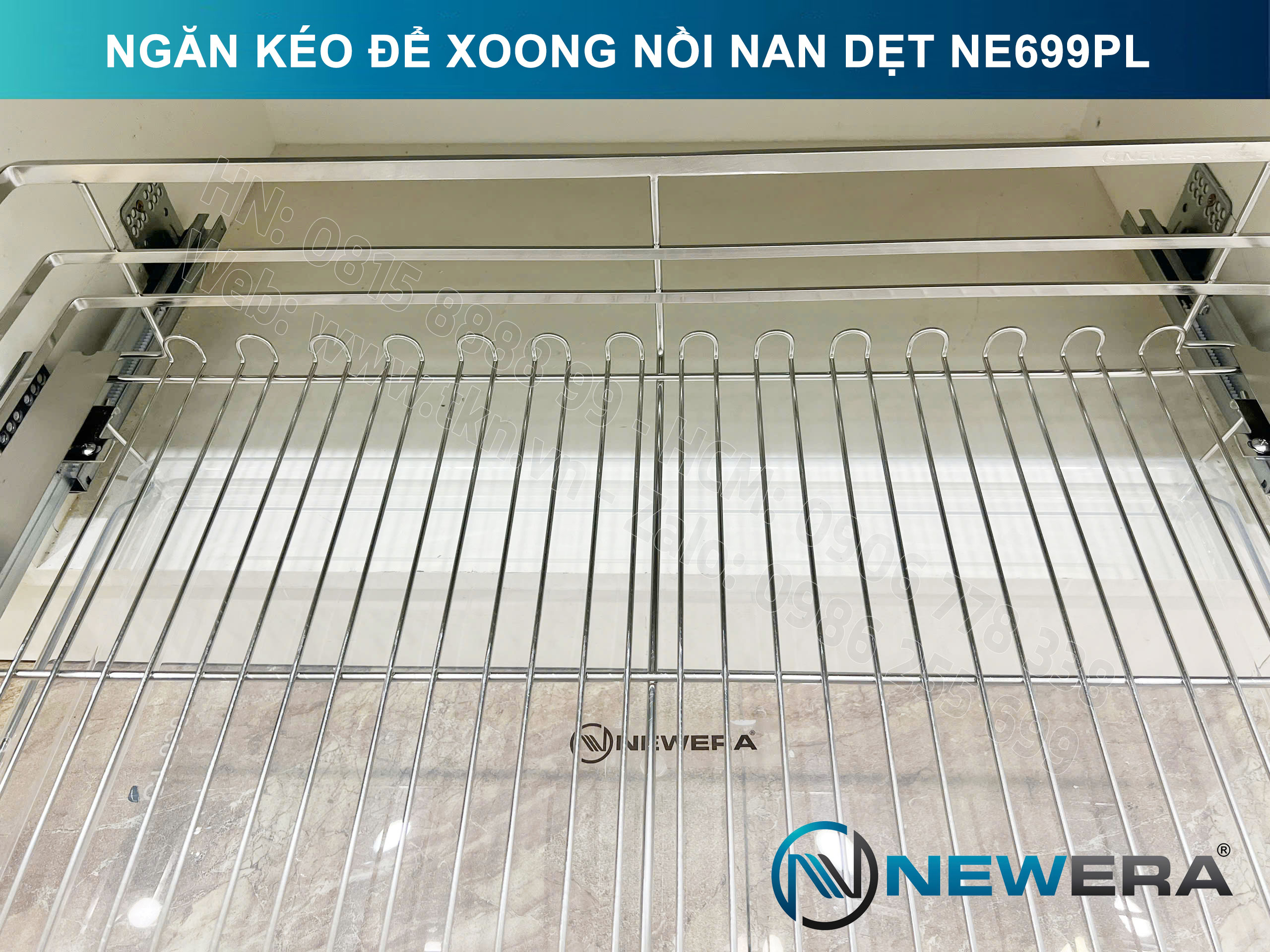 Giá để xoong nồi NewEra 600mm inox 304 cánh kéo hoặc cánh mở nan dẹt NE699.600PL 7