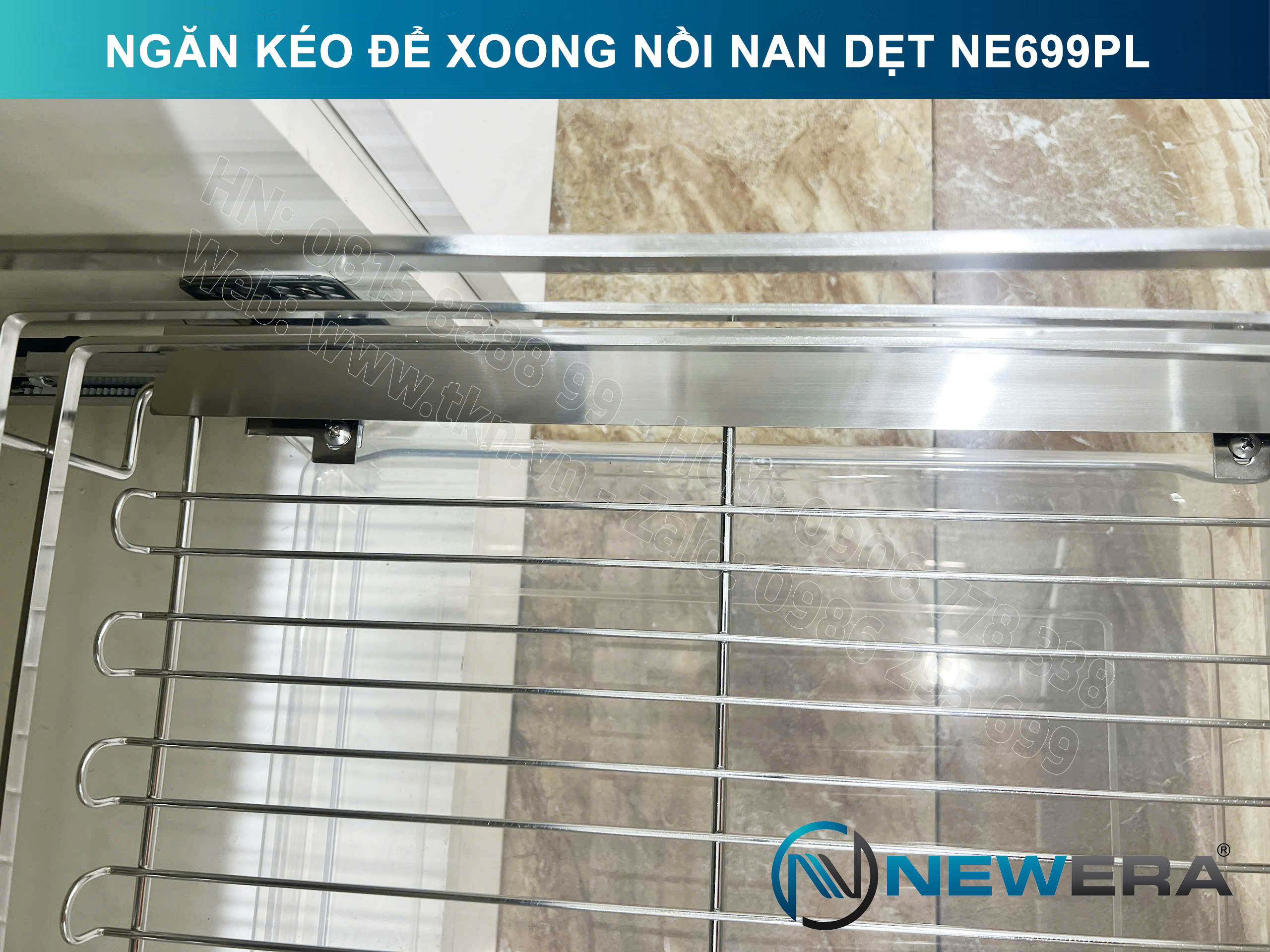 Giá để xoong nồi NewEra 600mm inox 304 cánh kéo hoặc cánh mở nan dẹt NE699.600PL 8